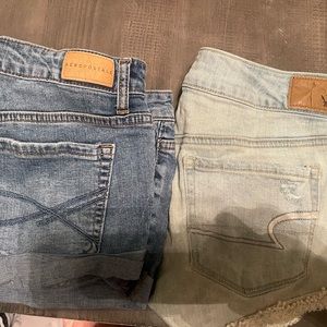 2 Jeans shorts size 4, 1 is American Eagle Outfitter& 1 is Aeropostale. Both $18